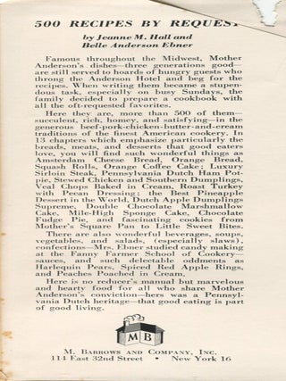 500 Recipes by Request; from Mother Anderson's famous Dutch kitchens