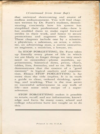 Stop Forgetting; how to develop your memory and put it to practical use