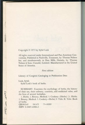 Sybil Leek's Book of Herbs