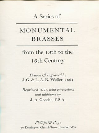 A Series of Monumental Brasses; from the 13th to the 16th century
