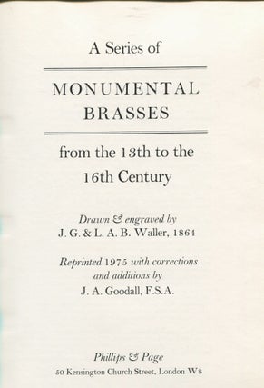 A Series of Monumental Brasses; from the 13th to the 16th century