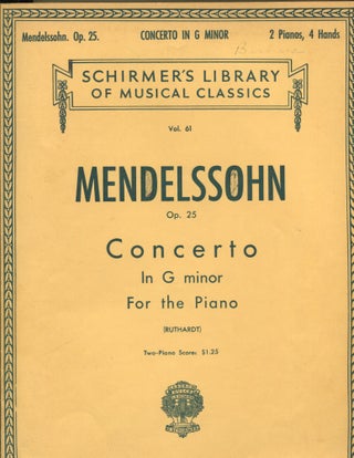 Item #11947 Concerto in G Minor for the Piano, Op. 25; with the orchestral accompaniments...