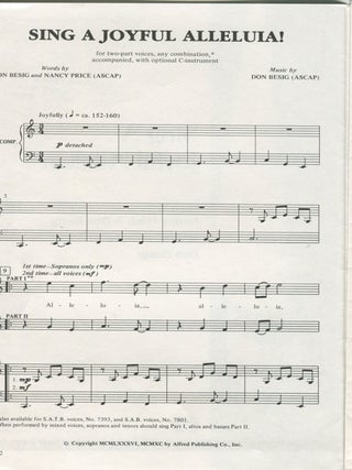 Sing a Joyful Alleluia; level two; 2 part any combination, accompanied with optional C instrument