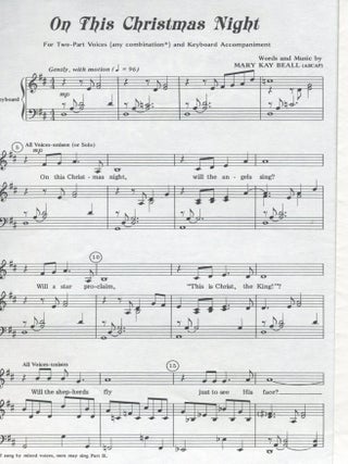 On This Christmas Night; for two-part voices (any combination) and keyboard accompaniment