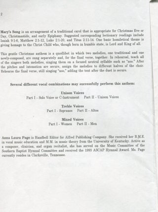 Mary's Song; for two-part any combination voices, accompanied, with optional handbells