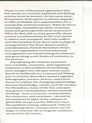 Transforming the Fisheries; neoliberalism, nature, and the commons