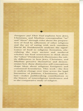 Foreigners and Their Food; constructing otherness in Jewish, Christian, and Islamic law