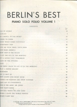 Berlin's Best; Piano Solo Folio Volume 1
