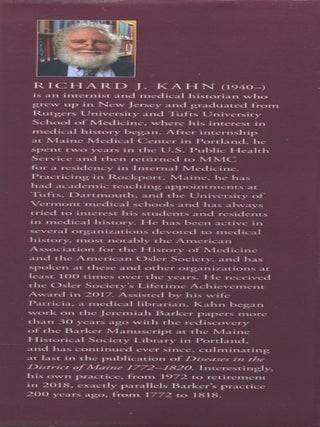 Diseases in the District of Maine 1772-1820; the unpublished work of Jeremiah Barker, a rural physician in New England