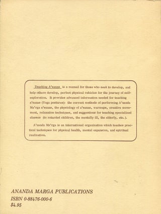 Teaching Asanas; an Ananda Marga manual for teachers