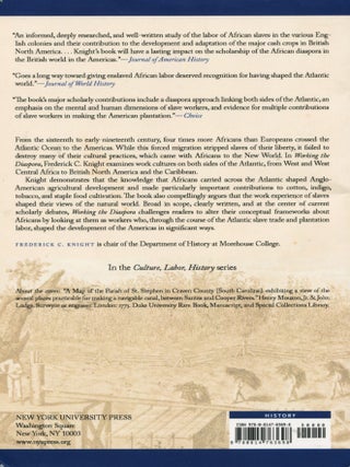 Working the Diaspora; the impact of African labor on the Anglo-American world, 1650-1850