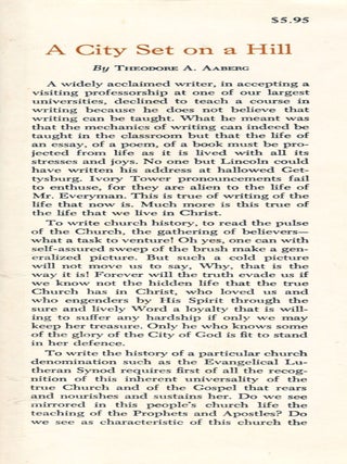A City Set on a Hill; a history of the Evangelical Lutheran Synod (Norwegian Synod) 1918-1968