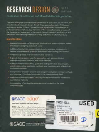 Research Design; qualitative, quantitative, and mixed methods approaches
