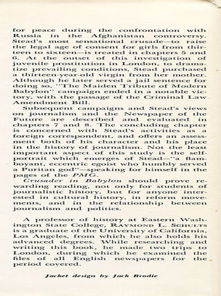 Crusader in Babylon; W. T. Stead and the Pall Mall Gazette