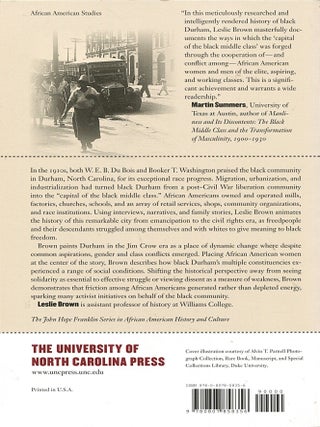 Upbuilding Black Durham; gender, class, and black community development in the Jim Crow South