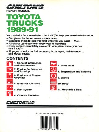 Chilton's Repair Manual; Toyota trucks 1989-1991