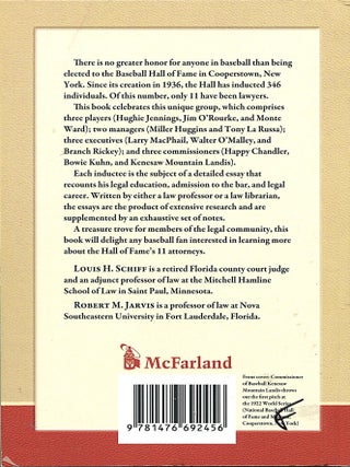 Attorneys in the Baseball Hall of Fame; a collection of biographical essays