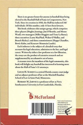 Attorneys in the Baseball Hall of Fame; a collection of biographical essays