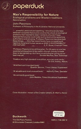 Man's Responsibility for Nature; ecological problems and western traditions