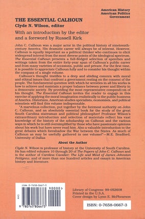 The Essential Calhoun; selections from writings, speeches, and letters