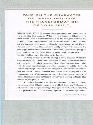 Renovation of the Heart; putting on the character of Christ