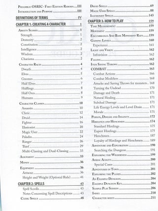 OSRIC Player's Guide; old school reference and index compilation