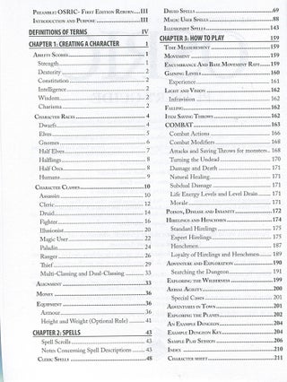 OSRIC Player's Guide; old school reference and index compilation