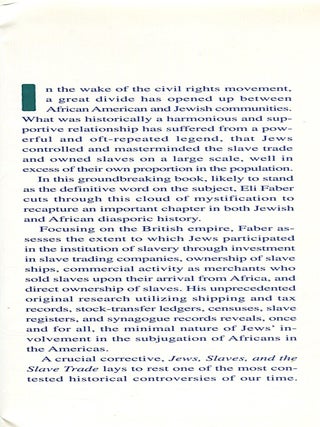 Jews, Slaves, and the Slave Trade; setting the record straight