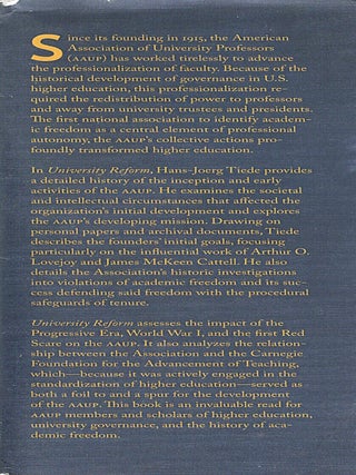 University Reform; the founding of the American Association of University Professors