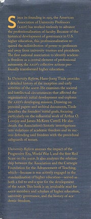 University Reform; the founding of the American Association of University Professors