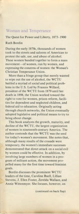 Woman and Temperance; the quest for power and liberty, 1873-1900