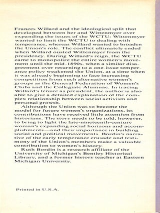 Woman and Temperance; the quest for power and liberty, 1873-1900