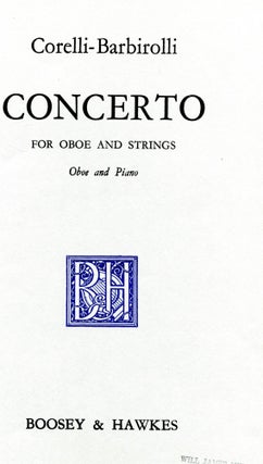 Item #180226012 Concerto for Oboe and Strings on Themes of A. Corelli; piano reduction. Arcangelo...