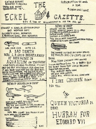 The Eckel Gazette; a family newspaper at the turn of the 20th century
