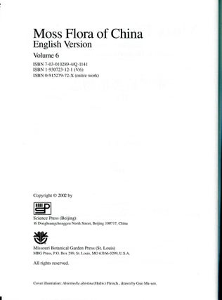 Moss Flora of China, Volume 6. Hookeriaceae-Thuidiaceae; English version