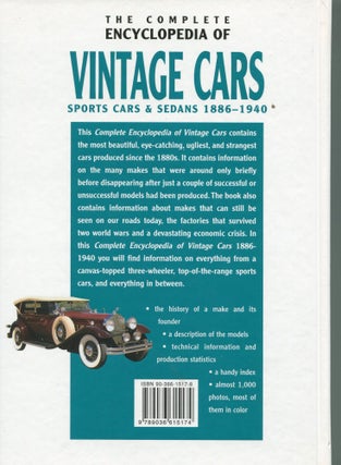 The Complete Encyclopedia of Vintage Cars; sports cars & sedans 1886-1940