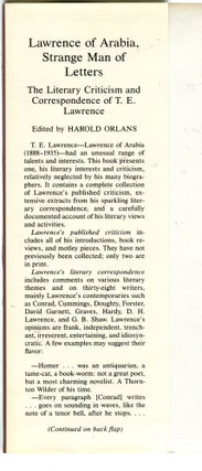 Lawrence of Arabia, Strange Man of Letters; the literary criticism and correspondence of T. E. Lawrence