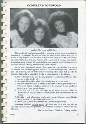 What's Cooking in the Benton Sisters' Kitchen?; totally vegetarian, no refined fats or sugars; 'teen'-tested recipes