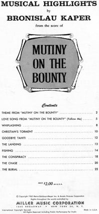 Mutiny on the Bounty; musical highlights by Bronislau Kaper