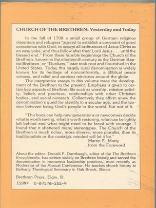 Church of the Brethren; yesterday and today