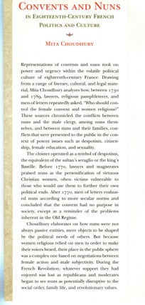 Convents and Nuns; in Eighteenth-Century French Politics and Culture