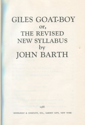 Giles Goat-Boy; or, the revised new syllabus