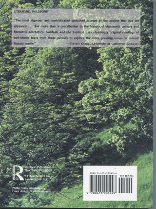 Solitude and the Sublime; romanticism and the aesthetics of individuation