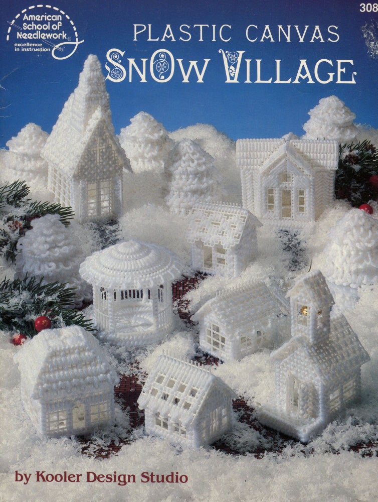Item #6374 Plastic Canvas Snow Village. Kooler Studio Design.