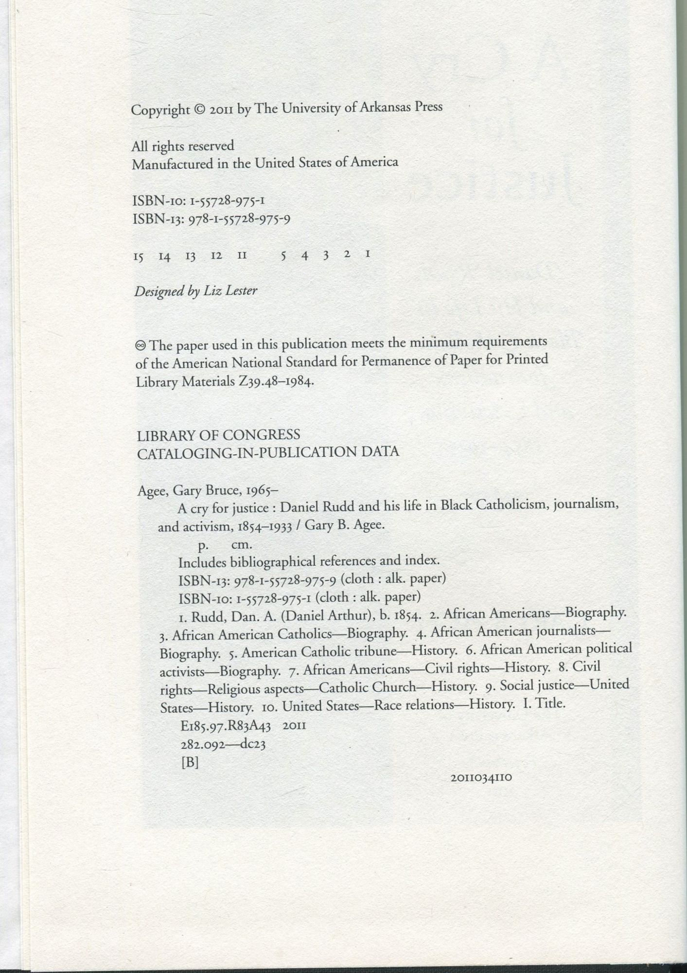 Daniel Rudd A Cry for Justice; Daniel Rudd and his life in Black Catholicism ...