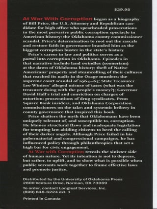 At War with Corruption; a biography of Bill Price, U.S. Attorney for the Western District of Oklahoma