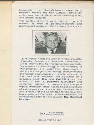 ESP and Parapsychology; a critical re-evaluation
